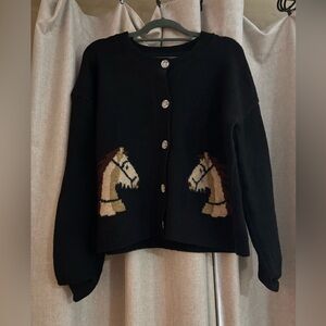 Black Horse Pattern Sweater